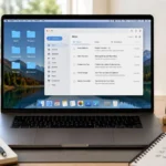 Clean digital workspace with organized files, inbox, and smartphone for digital decluttering.