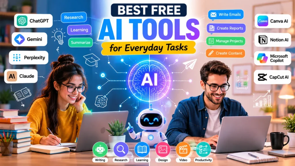 Student and professional using free AI tools for learning and productivity