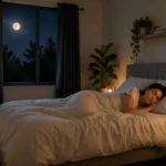 Person sleeping peacefully in a comfortable bedroom demonstrating natural ways to improve sleep quality.