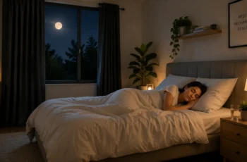 Person sleeping peacefully in a comfortable bedroom demonstrating natural ways to improve sleep quality.