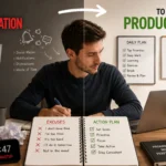 Person overcoming procrastination and improving productivity with effective time management techniques